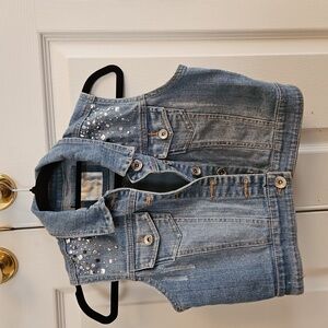 Justice Denim Vest with rhinestones Girls Size 14